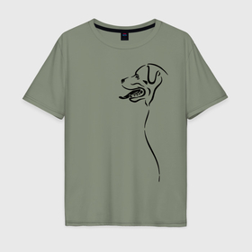 Мужская футболка хлопок Oversize с принтом Лабрадор в Белгороде, 100% хлопок | свободный крой, круглый ворот, “спинка” длиннее передней части | Тематика изображения на принте: друг | лабрадор | пёс | ретривер | собака