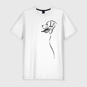 Мужская футболка хлопок Slim с принтом Лабрадор в Тюмени, 92% хлопок, 8% лайкра | приталенный силуэт, круглый вырез ворота, длина до линии бедра, короткий рукав | друг | лабрадор | пёс | ретривер | собака