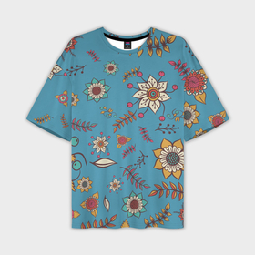 Мужская футболка oversize 3D с принтом Цветочный рай узор в Петрозаводске,  |  | 