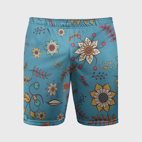 Мужские шорты спортивные с принтом Цветочный рай узор в Петрозаводске,  |  | Тематика изображения на принте: 