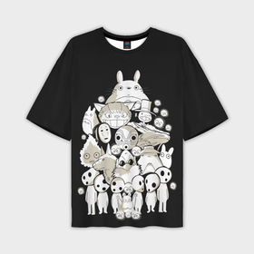 Мужская футболка oversize 3D с принтом Totoro в Кировске,  |  | Тематика изображения на принте: anime | hayao miyazaki | japanese | meme | miyazaki | piano | studio ghibli | tokyo | totoro | гибли | котобус | мой | сосед | сусуватари | тонари | тоторо | хаяо миядзаки