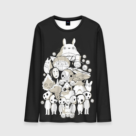 Мужской лонгслив 3D с принтом Totoro в Санкт-Петербурге, 100% полиэстер | длинные рукава, круглый вырез горловины, полуприлегающий силуэт | anime | hayao miyazaki | japanese | meme | miyazaki | piano | studio ghibli | tokyo | totoro | гибли | котобус | мой | сосед | сусуватари | тонари | тоторо | хаяо миядзаки