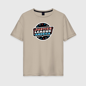 Женская футболка хлопок Oversize с принтом Justice League , 100% хлопок | свободный крой, круглый ворот, спущенный рукав, длина до линии бедер
 | dc comics | justice league | shtatjl | superhero | лига справедливости