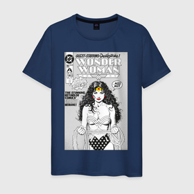 Мужская футболка хлопок с принтом Wonder Woman обложка в Белгороде, 100% хлопок | прямой крой, круглый вырез горловины, длина до линии бедер, слегка спущенное плечо. | dc comics | justice league | shtatjl | superhero | wonder woman | лига справедливости | чудо женщина