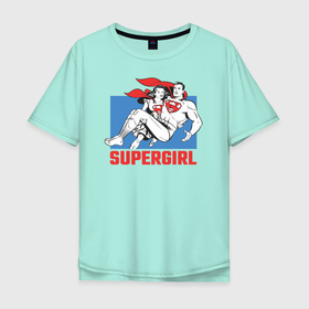 Мужская футболка хлопок Oversize с принтом Superman  Supergirl в Санкт-Петербурге, 100% хлопок | свободный крой, круглый ворот, “спинка” длиннее передней части | clark kent | dc comics | diana prince | justice league | shtatjl | supergirl | superhero | superman | вандер вуман | галь гадот | диана принс | лига справедливости | супер женщина | супермен | чудо женщина
