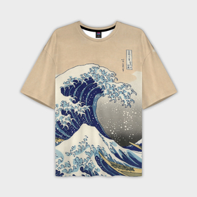 Мужская футболка oversize 3D с принтом Kanagawa Wave Art в Белгороде,  |  | Тематика изображения на принте: glitch | japan | kanagawa | retro | retro wave | retrowave | vapor | vapor wave | vaporwave | wave | волна канагава | глитч | глич | канагава | ретровейв | ретровэйв | япония