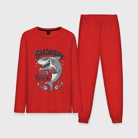 Мужская пижама с лонгсливом хлопок с принтом Shark Team в Екатеринбурге,  |  | shark | shark team | акула | бокс | перчатки | спорт