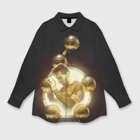 Мужская рубашка oversize 3D с принтом Месси шестикратный в Новосибирске,  |  | argentina | barcelona | football | golden ball | leo | lionel messi | аргентина | барселона | золотой мяч | лео | лионель месси | футбол