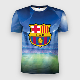 Мужская футболка 3D Slim с принтом FC Barcelona , 100% полиэстер с улучшенными характеристиками | приталенный силуэт, круглая горловина, широкие плечи, сужается к линии бедра | barcelona | spain | барселона | испания