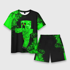 Мужской костюм с шортами 3D с принтом Minecraft ,  |  | game | minecraft | блоки | игра | квадраты | компьютерная игра | крипер | майнкрафт