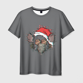 Мужская футболка 3D с принтом Пиклрик крыс в Тюмени, 100% полиэфир | прямой крой, круглый вырез горловины, длина до линии бедер | dsgnkovaleva рик и морти | happy new year. | piclerick | vdkovmar | дед мороз | джастин ройланд | дэн хармон | мистер мисикс | новый год | пиклрик | плюмбус. rickmorty | санта клаус