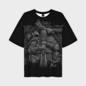 Мужская футболка oversize 3D с принтом Викинг в Санкт-Петербурге,  |  | викинг | воин | ворон | кельтские узоры | рисунок
