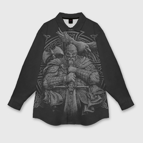 Мужская рубашка oversize 3D с принтом Викинг ,  |  | викинг | воин | ворон | кельтские узоры | рисунок