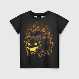 Детская футболка 3D с принтом My Neighbor Totoro оранжевый кот в Петрозаводске, 100% гипоаллергенный полиэфир | прямой крой, круглый вырез горловины, длина до линии бедер, чуть спущенное плечо, ткань немного тянется | anime | hayao miyazaki | japanese | meme | miyazaki | piano | studio ghibli | tokyo | totoro | гибли | котобус | мой | сосед | сусуватари | тонари | тоторо | хаяо миядзаки