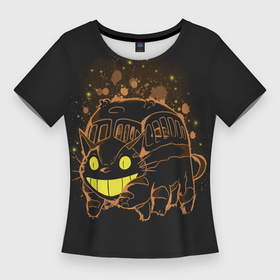 Женская футболка 3D Slim с принтом My Neighbor Totoro оранжевый кот в Петрозаводске,  |  | anime | hayao miyazaki | japanese | meme | miyazaki | piano | studio ghibli | tokyo | totoro | гибли | котобус | мой | сосед | сусуватари | тонари | тоторо | хаяо миядзаки