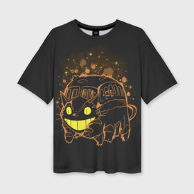 Женская футболка oversize 3D с принтом My Neighbor Totoro оранжевый кот ,  |  | anime | hayao miyazaki | japanese | meme | miyazaki | piano | studio ghibli | tokyo | totoro | гибли | котобус | мой | сосед | сусуватари | тонари | тоторо | хаяо миядзаки