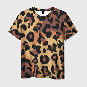 Мужская футболка 3D с принтом Кошачий окрас в Санкт-Петербурге, 100% полиэфир | прямой крой, круглый вырез горловины, длина до линии бедер | гепард | животные | камуфляж | кошки | окрас | пантера | природа | раскрас | тигр