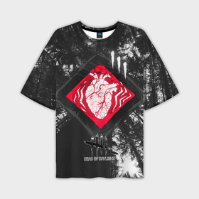 Мужская футболка oversize 3D с принтом DBD   beating heart ,  |  | daylight | dead | game | horror | logo | survival | игра | лес | лого | хоррор