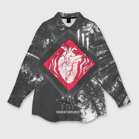 Мужская рубашка oversize 3D с принтом DBD   beating heart ,  |  | daylight | dead | game | horror | logo | survival | игра | лес | лого | хоррор