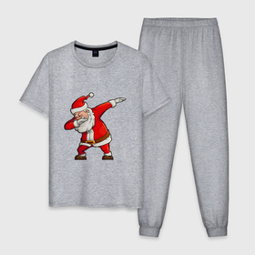 Мужская пижама хлопок с принтом Dab Santa , 100% хлопок | брюки и футболка прямого кроя, без карманов, на брюках мягкая резинка на поясе и по низу штанин
 | 
