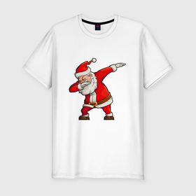 Мужская футболка хлопок Slim с принтом Dab Santa в Петрозаводске, 92% хлопок, 8% лайкра | приталенный силуэт, круглый вырез ворота, длина до линии бедра, короткий рукав | 