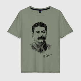 Мужская футболка хлопок Oversize с принтом Товарищ Сталин в Санкт-Петербурге, 100% хлопок | свободный крой, круглый ворот, “спинка” длиннее передней части | Тематика изображения на принте: джугашвилли | иосиф виссарионович сталин | иосиф сталин | коба | сталин | товарищ сталин