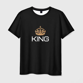 Мужская футболка 3D с принтом Король в Новосибирске, 100% полиэфир | прямой крой, круглый вырез горловины, длина до линии бедер | для двоих | король | корона | парные | подарок | прикольные надписи
