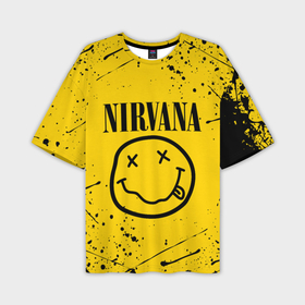 Мужская футболка oversize 3D с принтом Nirvana ,  |  | Тематика изображения на принте: nirvana | smile | курт кобейн | нирвана | смайл