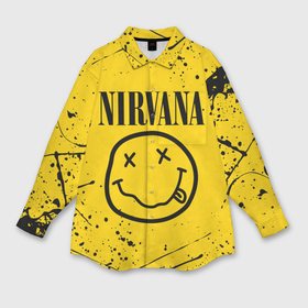 Мужская рубашка oversize 3D с принтом Nirvana в Тюмени,  |  | Тематика изображения на принте: nirvana | smile | курт кобейн | нирвана | смайл