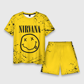 Мужской костюм с шортами 3D с принтом Nirvana в Белгороде,  |  | nirvana | smile | курт кобейн | нирвана | смайл
