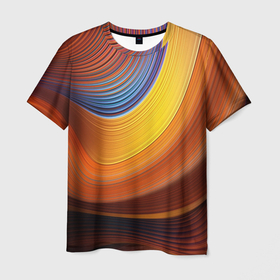 Мужская футболка 3D с принтом Плавные Линии , 100% полиэфир | прямой крой, круглый вырез горловины, длина до линии бедер | Тематика изображения на принте: волны | плавные линии | полосы | рисунок | текстура