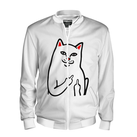 Мужской бомбер 3D с принтом Meme Cat в Белгороде, 100% полиэстер | застегивается на молнию, по бокам два кармана без застежек, по низу бомбера и на воротнике - эластичная резинка | Тематика изображения на принте: animal | cat | meme | животное | кот | кошка | мем | прикол | юмор