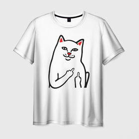 Мужская футболка 3D с принтом Meme Cat в Санкт-Петербурге, 100% полиэфир | прямой крой, круглый вырез горловины, длина до линии бедер | animal | cat | meme | животное | кот | кошка | мем | прикол | юмор