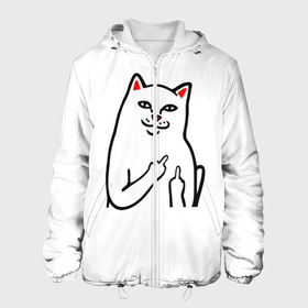 Мужская куртка 3D с принтом Meme Cat в Екатеринбурге, ткань верха — 100% полиэстер, подклад — флис | прямой крой, подол и капюшон оформлены резинкой с фиксаторами, два кармана без застежек по бокам, один большой потайной карман на груди. Карман на груди застегивается на липучку | Тематика изображения на принте: animal | cat | meme | животное | кот | кошка | мем | прикол | юмор
