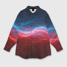 Мужская рубашка oversize 3D с принтом Синяя и красная молния в Тюмени,  |  | fire | texture | абстракция | граффити | краски | лед | линии | огонь | огонь и лед | текстура | уличный стиль | яркая