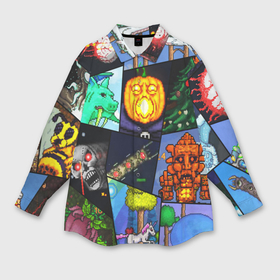 Мужская рубашка oversize 3D с принтом Terraria allpic в Новосибирске,  |  | game | pixel | terraria | игра | пиксель | террариа