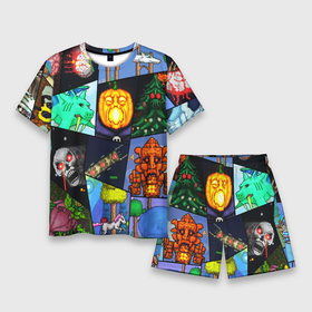 Мужской костюм с шортами 3D с принтом Terraria allpic в Петрозаводске,  |  | game | pixel | terraria | игра | пиксель | террариа