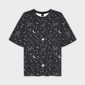 Мужская футболка oversize 3D с принтом Космос паттерн из звезд ,  |  | nasa | галактика | звезды | инопланетяне | космос | месяц | нло | планеты | созвездие