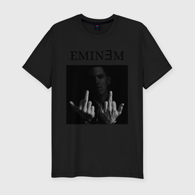 Мужская футболка хлопок Slim с принтом Eminem fk в Новосибирске, 92% хлопок, 8% лайкра | приталенный силуэт, круглый вырез ворота, длина до линии бедра, короткий рукав | Тематика изображения на принте: rap | raper | артист | рап | реп | рэп | рэпер | эминем