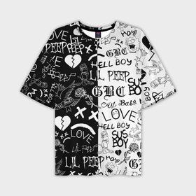 Мужская футболка oversize 3D с принтом Lil Peep logobombing в Петрозаводске,  |  | lil peep | lil prince | pink | зарубежная музыка | лил пип | маленький принц