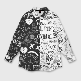 Мужская рубашка oversize 3D с принтом Lil Peep logobombing в Кировске,  |  | Тематика изображения на принте: lil peep | lil prince | pink | зарубежная музыка | лил пип | маленький принц