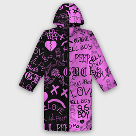 Мужской дождевик 3D с принтом LIL Peep logobombing black Pink в Екатеринбурге,  |  | Тематика изображения на принте: lil peep | lil prince | pink | зарубежная музыка | лил пип | маленький принц