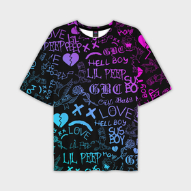 Мужская футболка oversize 3D с принтом LIL Peep neon Лил Пип неон в Белгороде,  |  | Тематика изображения на принте: lil peep | lil prince | pink | зарубежная музыка | лил пип | маленький принц