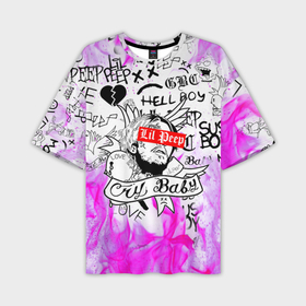 Мужская футболка oversize 3D с принтом LIL Peep Лил Пип ,  |  | lil peep | lil prince | pink | зарубежная музыка | лил пип | маленький принц