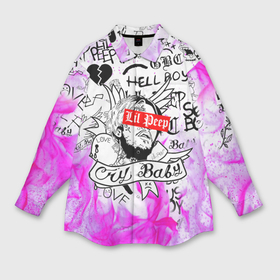 Мужская рубашка oversize 3D с принтом LIL Peep Лил Пип ,  |  | lil peep | lil prince | pink | зарубежная музыка | лил пип | маленький принц