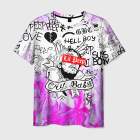 Мужская футболка 3D с принтом LIL Peep Лил Пип , 100% полиэфир | прямой крой, круглый вырез горловины, длина до линии бедер | lil peep | lil prince | pink | зарубежная музыка | лил пип | маленький принц