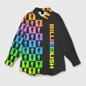 Мужская рубашка oversize 3D с принтом Billie Eilish half pattern в Санкт-Петербурге,  |  | Тематика изображения на принте: be | billie | billie eilish | blohsh | ghoul | билли | билли айлиш