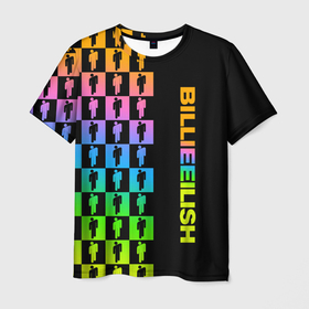 Мужская футболка 3D с принтом Billie Eilish half pattern в Новосибирске, 100% полиэфир | прямой крой, круглый вырез горловины, длина до линии бедер | be | billie | billie eilish | blohsh | ghoul | билли | билли айлиш