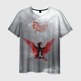 Мужская футболка 3D с принтом Dragon Age в Санкт-Петербурге, 100% полиэфир | прямой крой, круглый вырез горловины, длина до линии бедер | Тематика изображения на принте: dragon age | дракон | дрегон эйдж | игра | серый страж