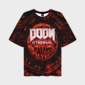 Мужская футболка oversize 3D с принтом Doom и пентаграмма в Белгороде,  |  | Тематика изображения на принте: doom | doom eternal | дум
